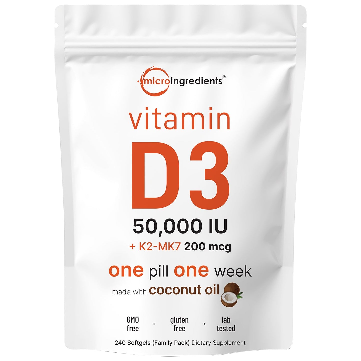 Micro Ingredients Vitamin D3 K2 Supplement Softgels